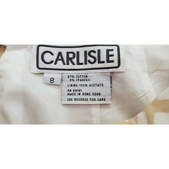 CARLISLE Pencil Straight Stretch Skirt Tan White Geometric Lined Size 8 - Picture 3 of 3